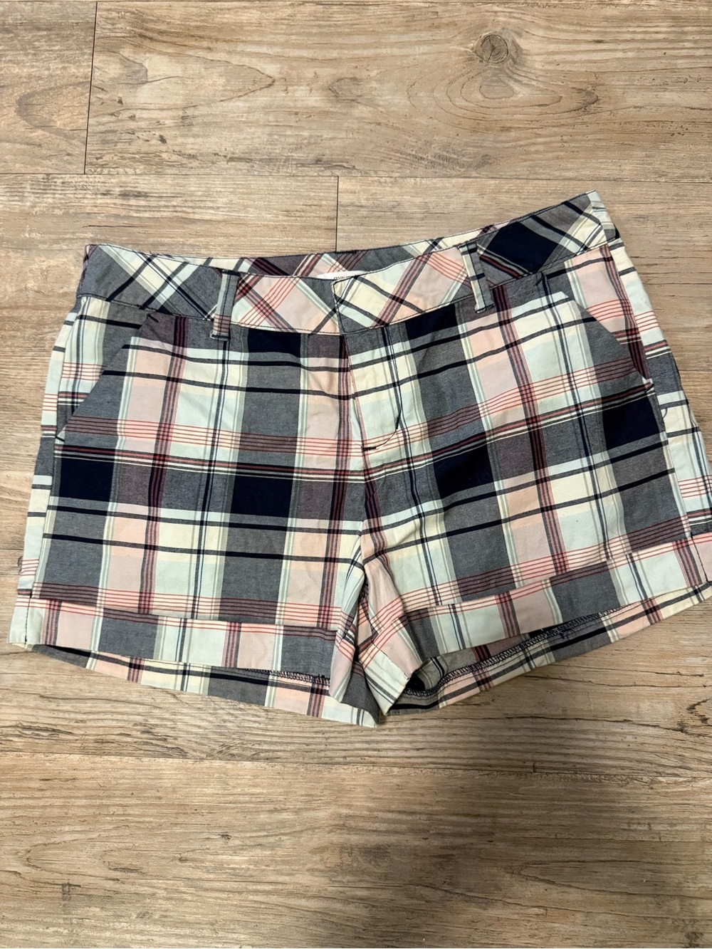 Maurices Women's Plaid Shorts - Navy, Pink, White